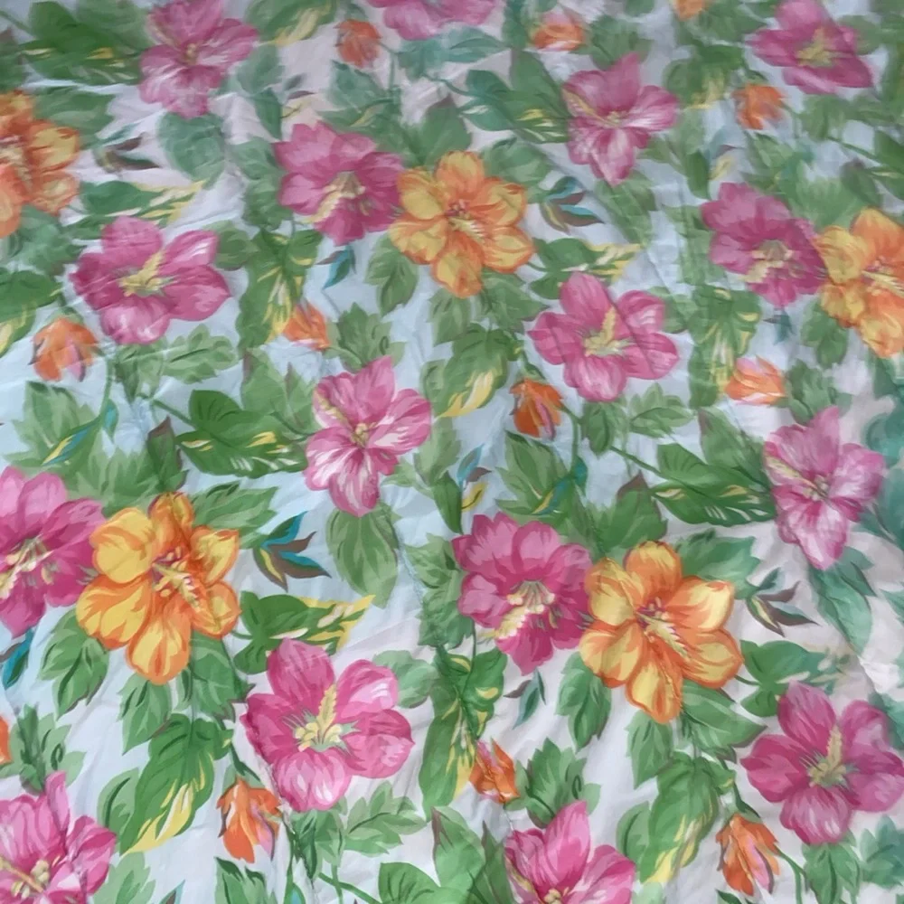 LAUREN‎ Ralph Lauren Twin Size Comforter Tropical Floral Hibiscus Sandy Lane